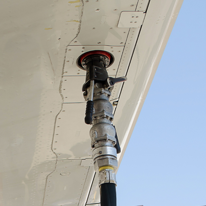 Close up image of fueling an airplane